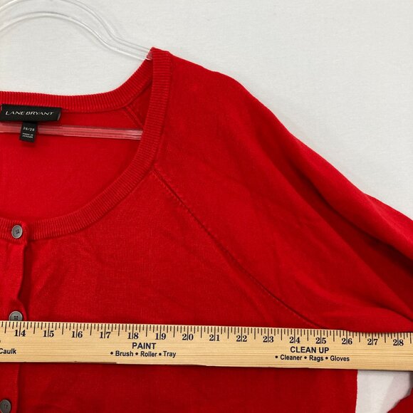 Lane Bryant size 26/28 Red Soft Comfy Lightweight Knit Button Cardigan Holiday - Picture 5 of 8